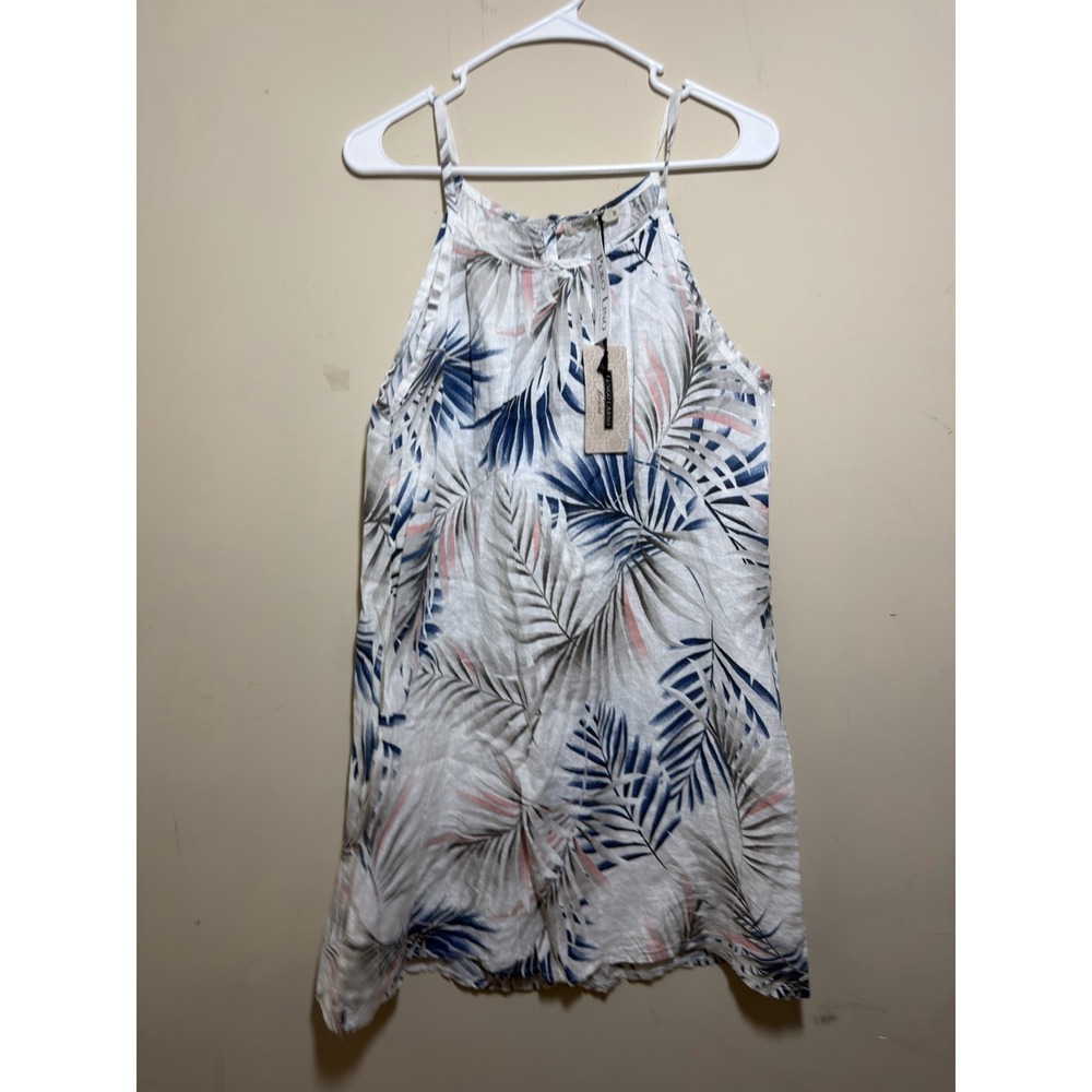 NWT‎ Lungo L'arno Italian Linen Dress Size Medium Resort Cruise Tropical Print